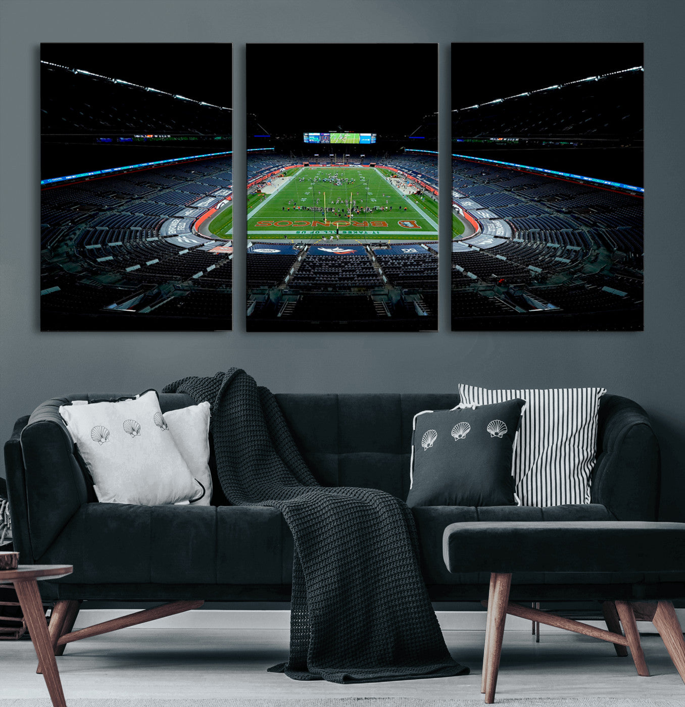 MGV-CV-60X30-3P - Denver Broncos Football Team Print Canvas- Denver Empower Field at Mile High Stadium Wall Art Canvas