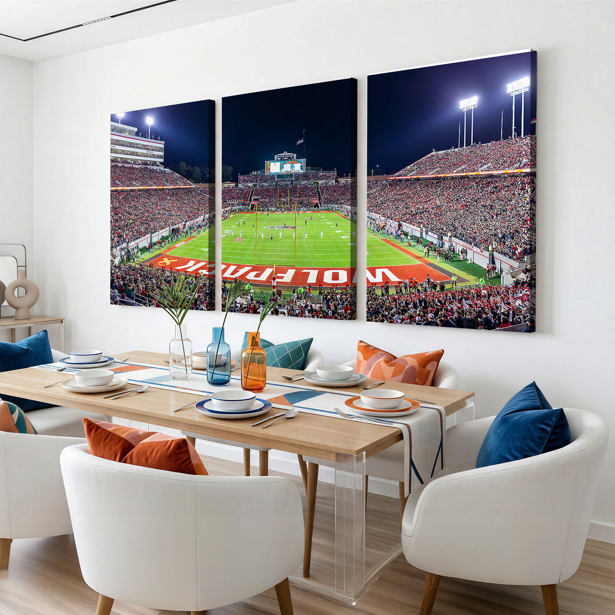 80943-MGV-CV-36X24 - Wolfpack Football Team Print - Raleigh Carter-Finley Stadium Wall Art Canvas Print