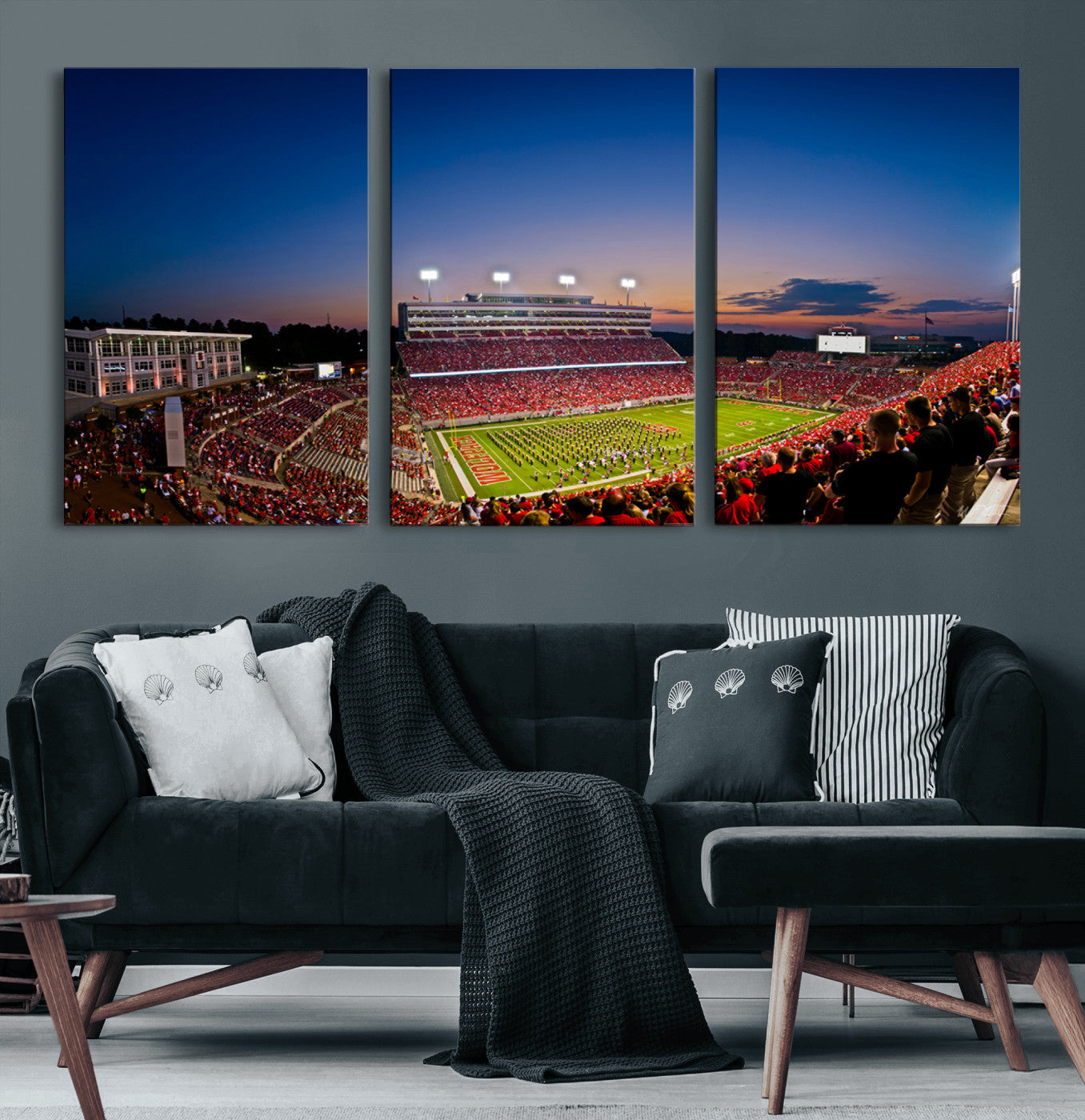 MGV-CV-60X30-3P - Wolfpack Football Team Wall Art Print - Raleigh Carter-Finley Stadium Wall Art Canvas Print