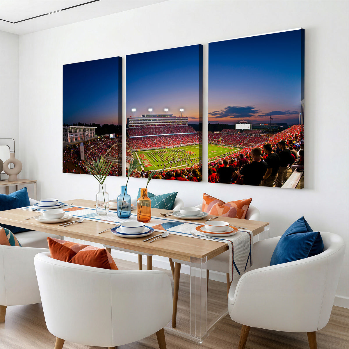 76202-MGV-CV-36X24 - Wolfpack Football Team Wall Art Print - Raleigh Carter-Finley Stadium Wall Art Canvas Print