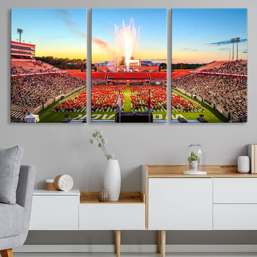 North Carolina State University Wolfpack Football Team Print - Raleigh Carter-Finley Stadium Wall Art Canvas Print