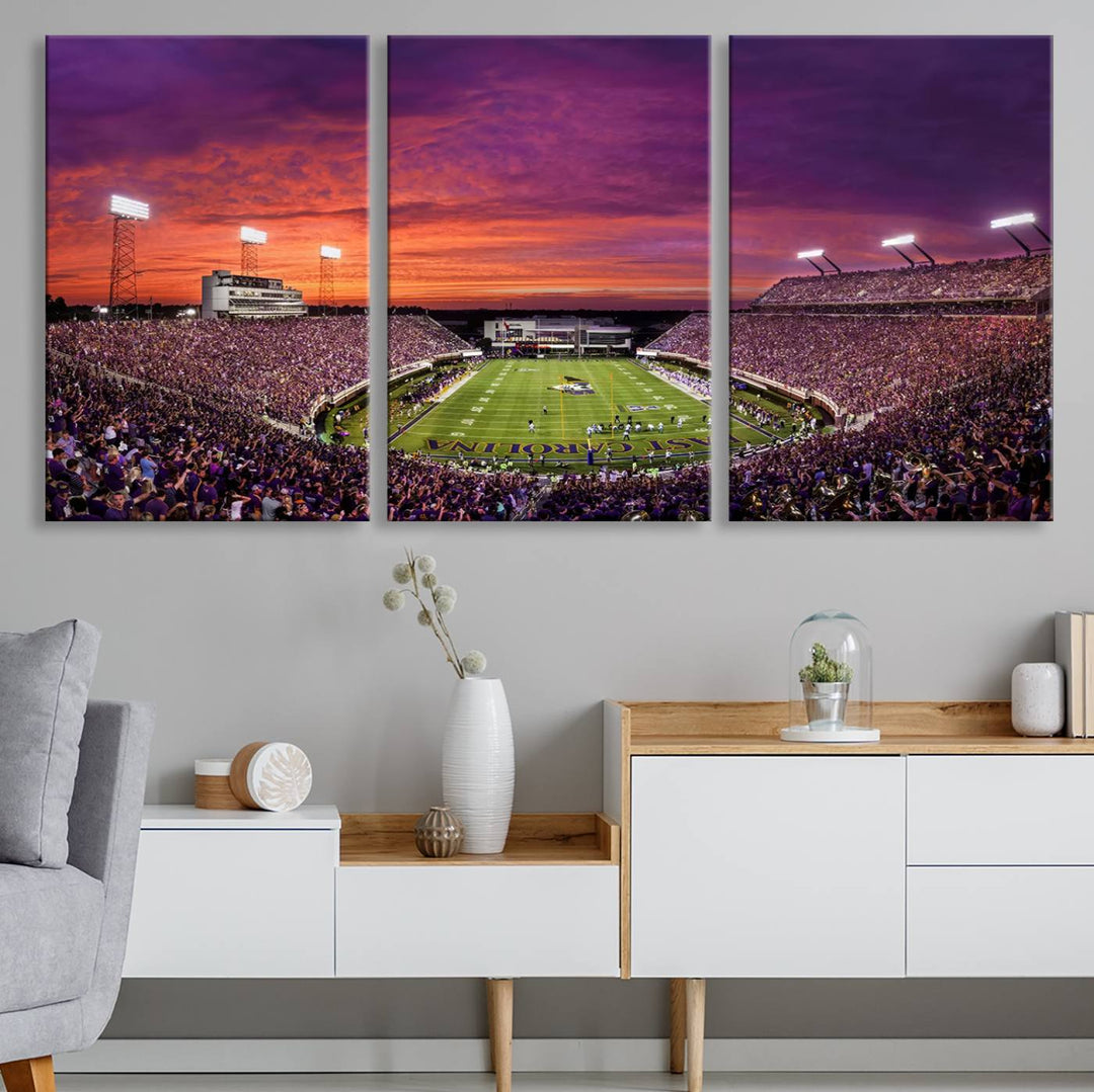 East Carolina University Pirates Football Team Print - Greenville Dowdy-Ficklen Stadium Wall Art Canvas Print