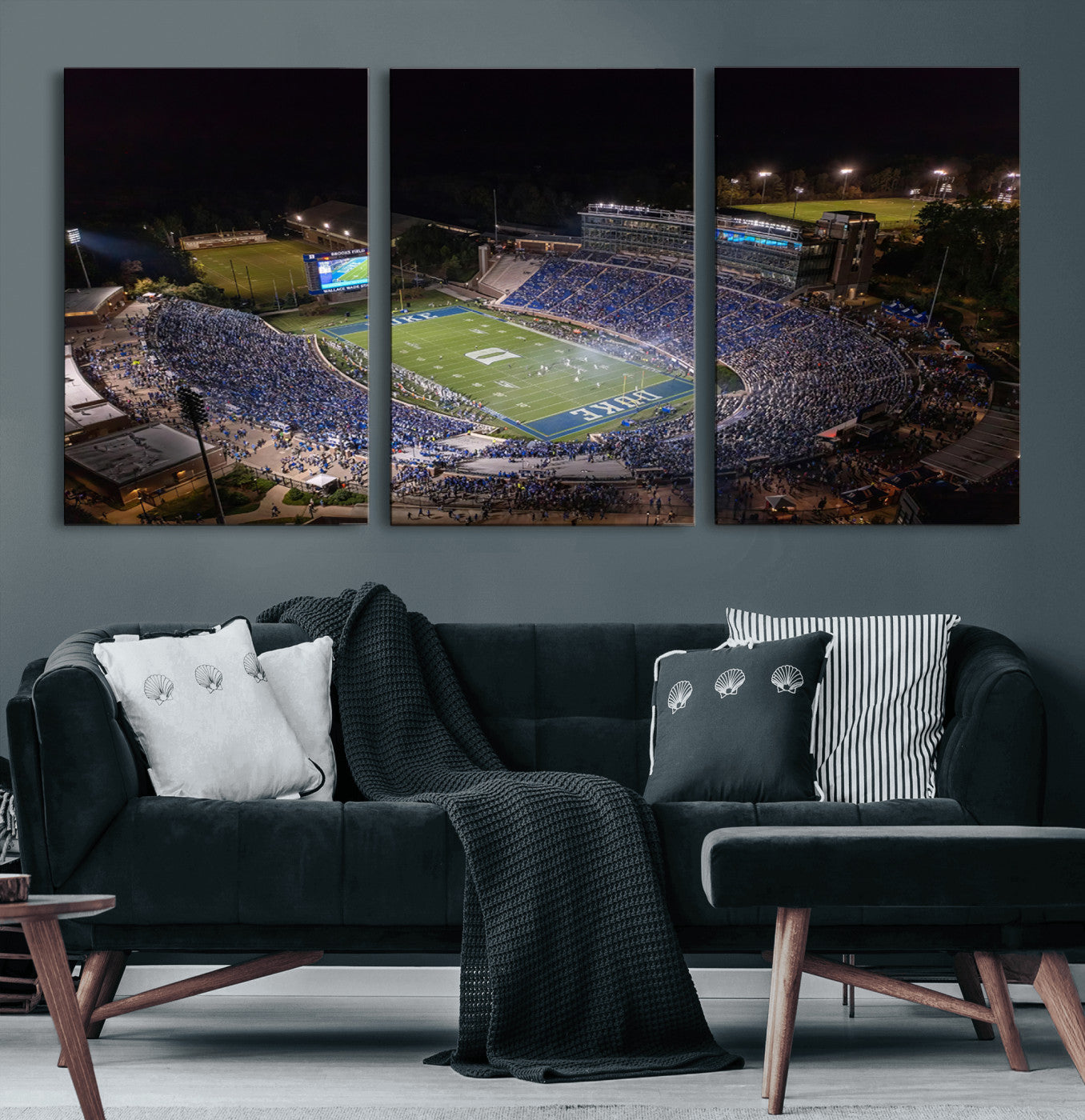 MGV-CV-60X30-3P - Duke University Blue Devils Football Print Canvas - Durham Wallace Wade Stadium Wall Art Canvas