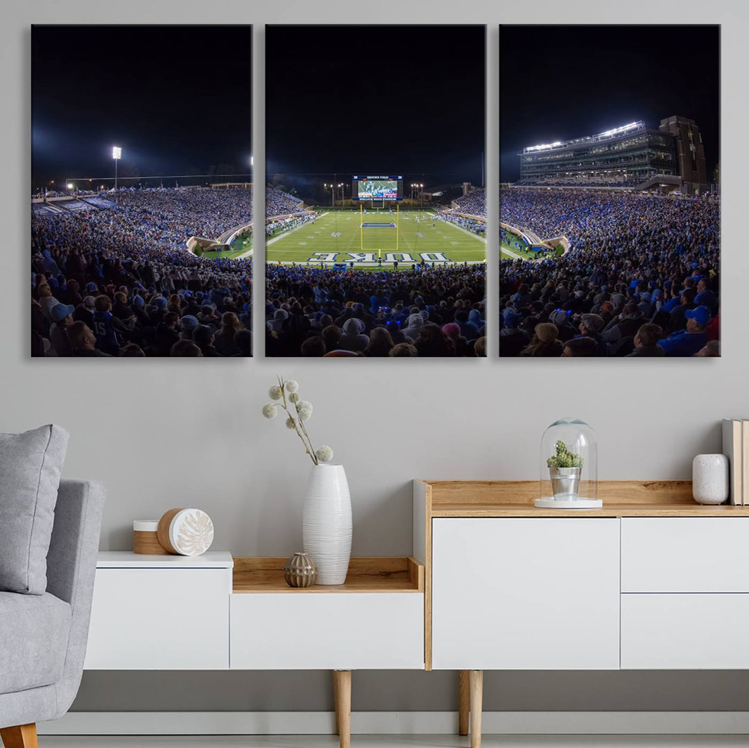 Duke University Blue Devils Football Team Print - Durham Wallace Wade Stadium Wall Art Canvas Print