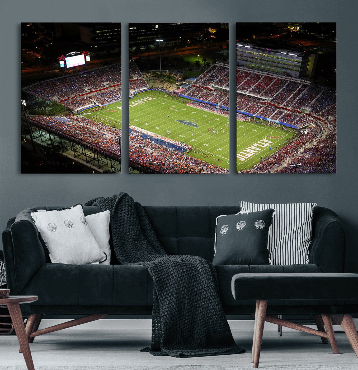 MGV-CV-60X30-3P - Florida Atlantic University Owls Canvas Print, Football Team Print - Boca Raton FAU Stadium Wall Art