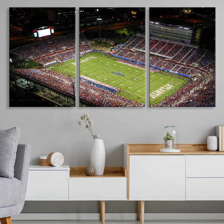 Florida Atlantic University Owls Football Team Print - Boca Raton FAU Stadium Wall Art Canvas Print