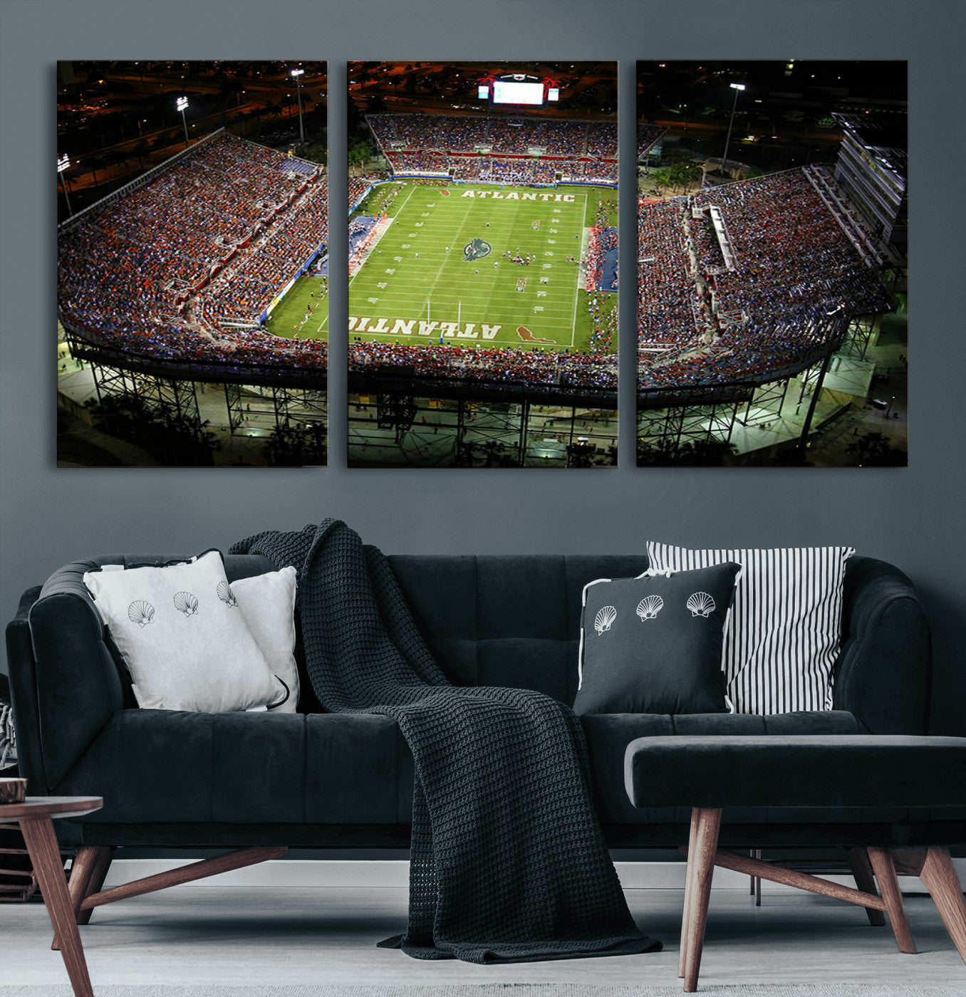 72354-MGV-CV-60X30-3P-Florida Atlantic University Owls Football Team Print - Boca Raton FAU Stadium Wall Art Canvas Print