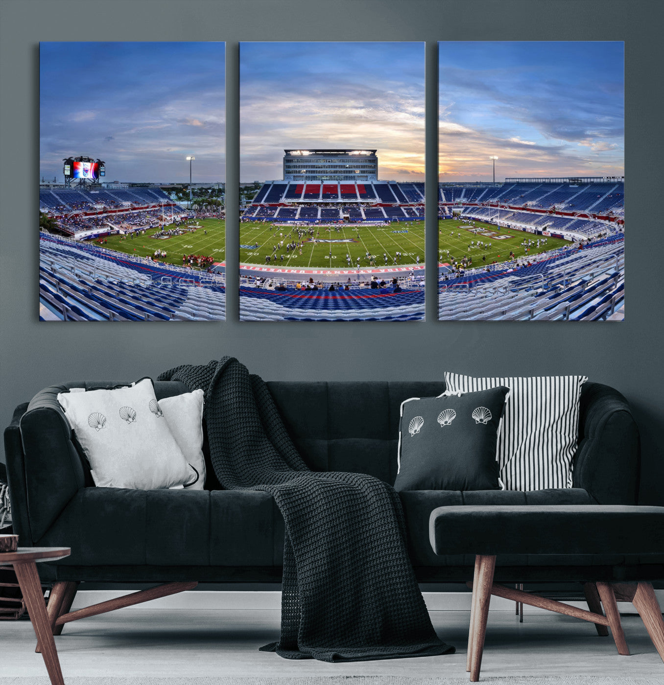 MGV-CV-60X30-3P - Florida Atlantic University Owls Football Team Print - Boca Raton FAU Stadium Wall Art Canvas Print