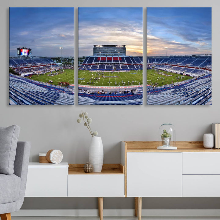 Florida Atlantic University Owls Football Team Print - Boca Raton FAU Stadium Wall Art Canvas Print