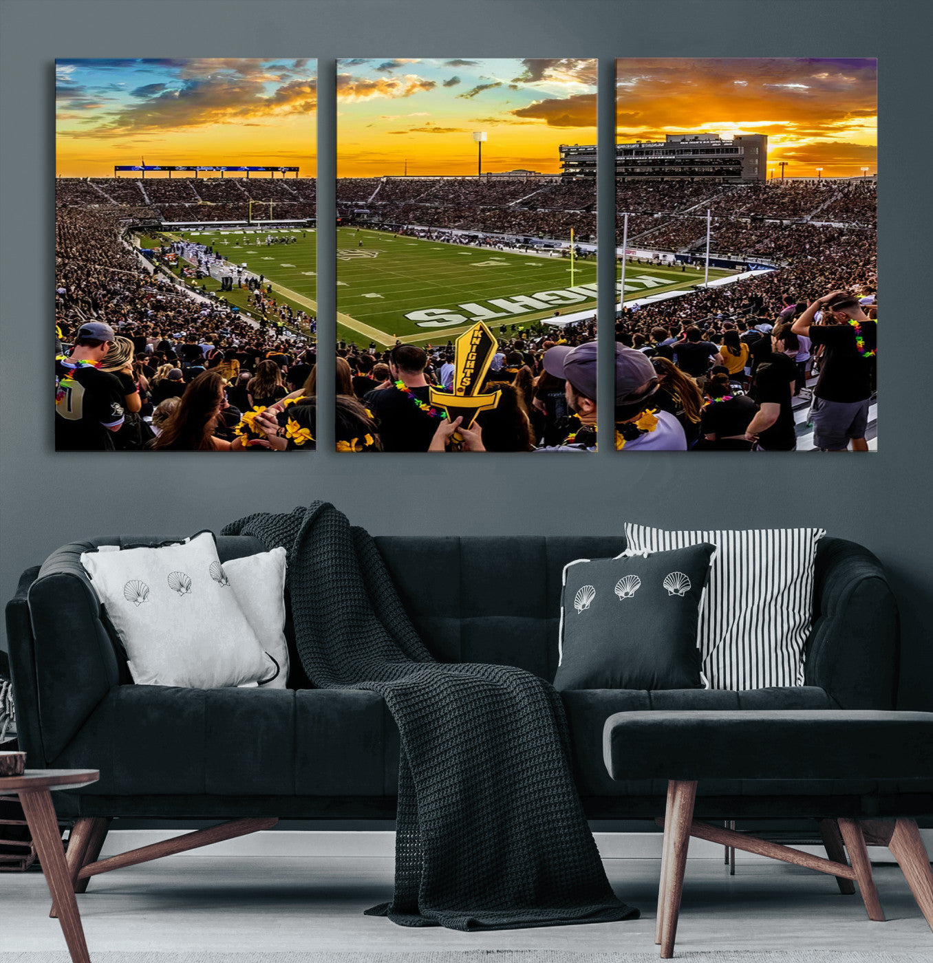 66803-MGV-CV-60X30-3P-UCF Knights Football Team Print - Orlando FBC Mortgage Stadium, UCF Knights Wall Art Canvas Print
