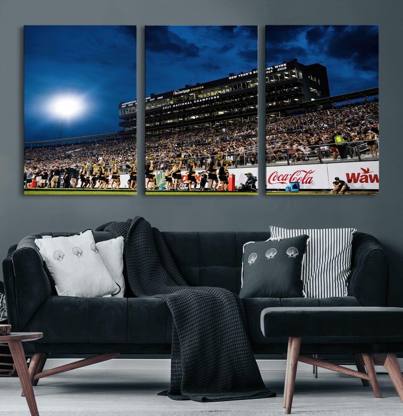 40217-MGV-CV-60X30-3P-UCF Knights Football Team Print - Orlando FBC Mortgage Stadium Wall Art Canvas Print