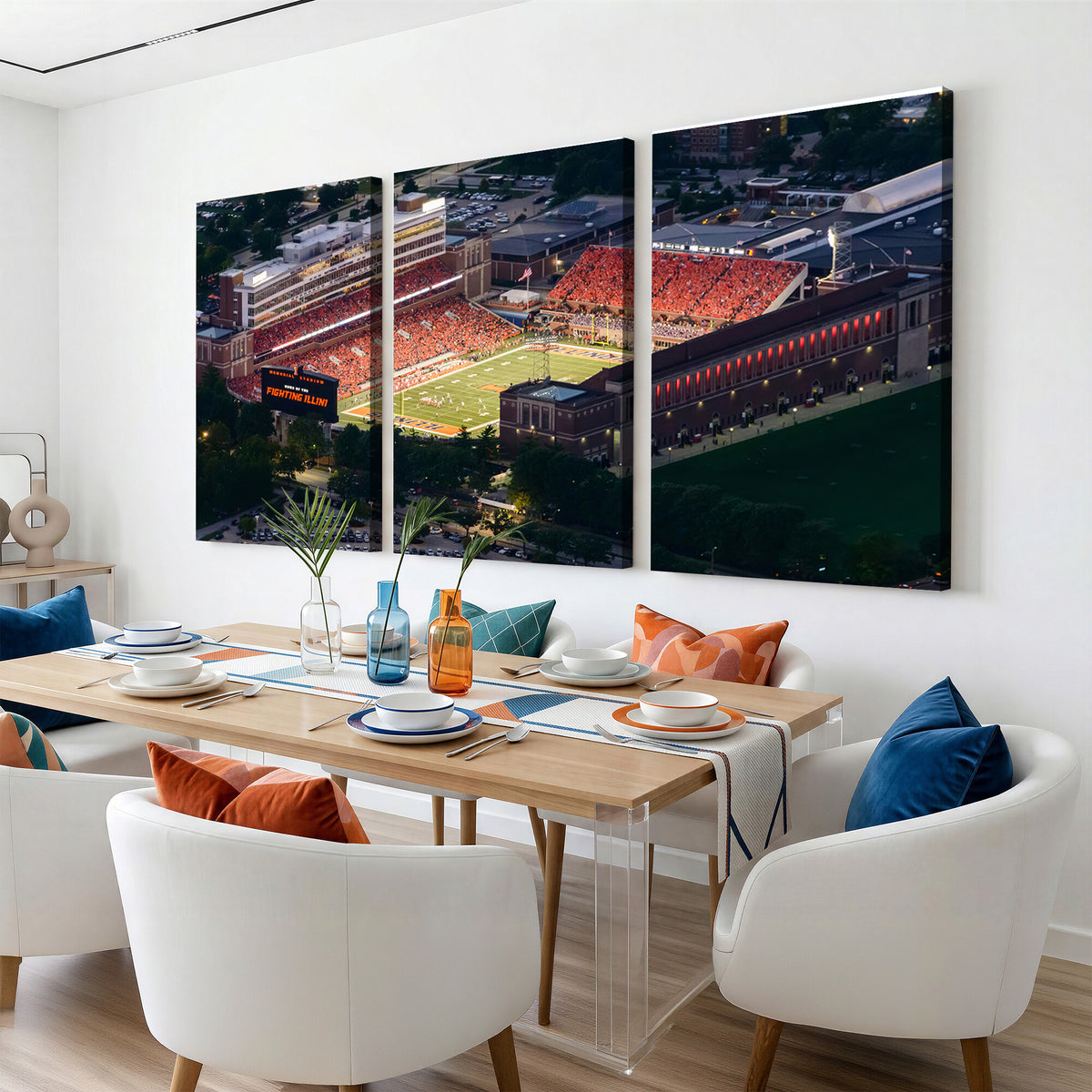 78052-MGV-CV-36X24 - University of Illinois Fighting Illini Football Team Print - Champaign Illinois Memorial Stadium
