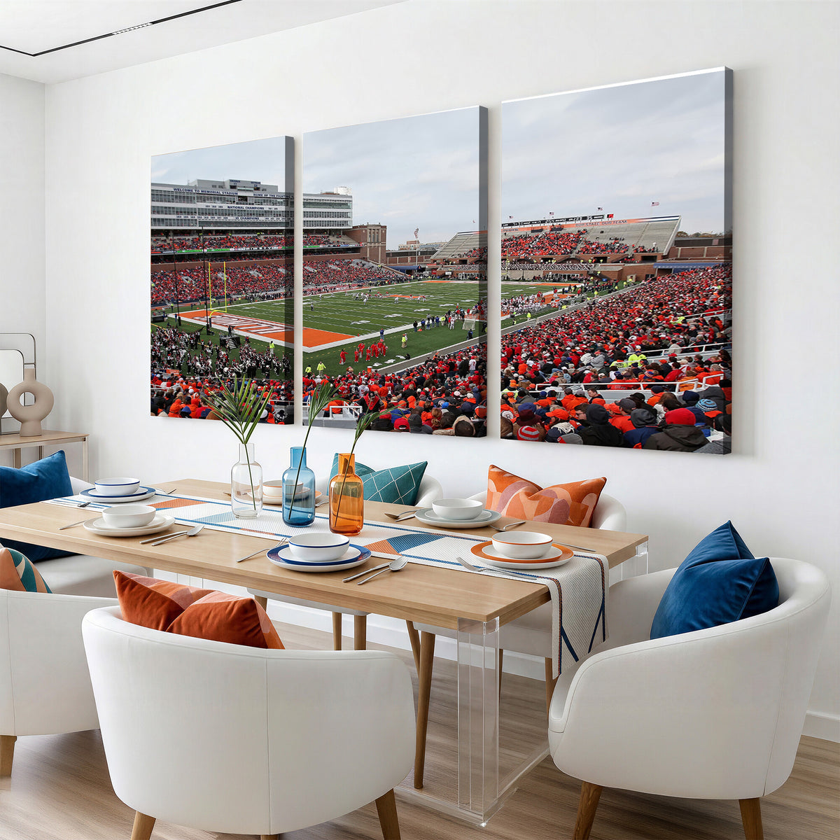 86851-MGV-CV-36X24 - University of Illinois Fighting Illini Football Team Print - Champaign Illinois Memorial Stadium