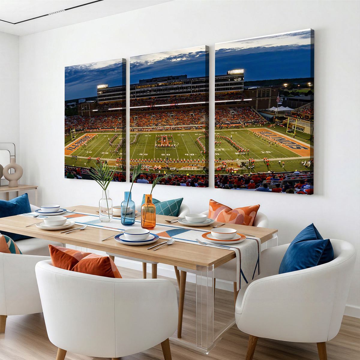44513-MGV-CV-36X24 - University of Illinois Fighting Illini Football Team Print - Champaign Illinois Memorial Stadium