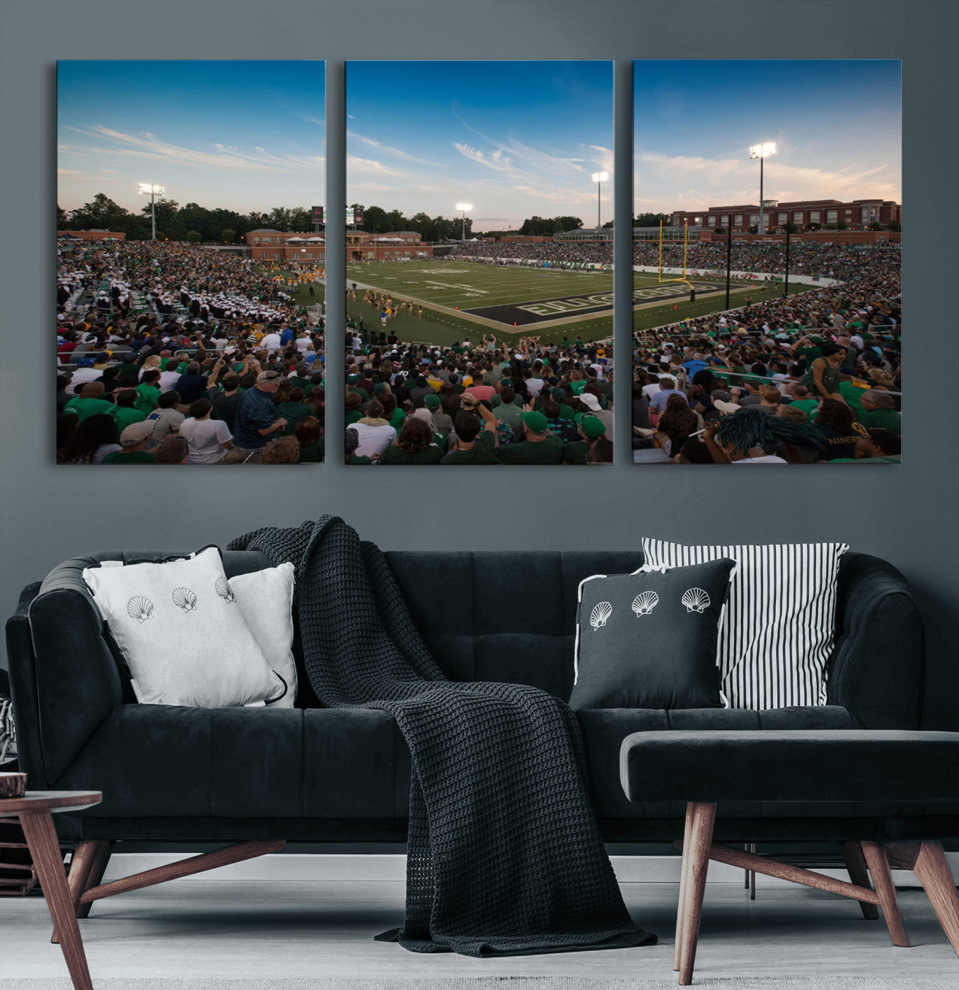 MGV-CV-60X30-3P - University of Charlotte 49ers Football Team Print - Charlotte Jerry Richardson Stadium Wall Art