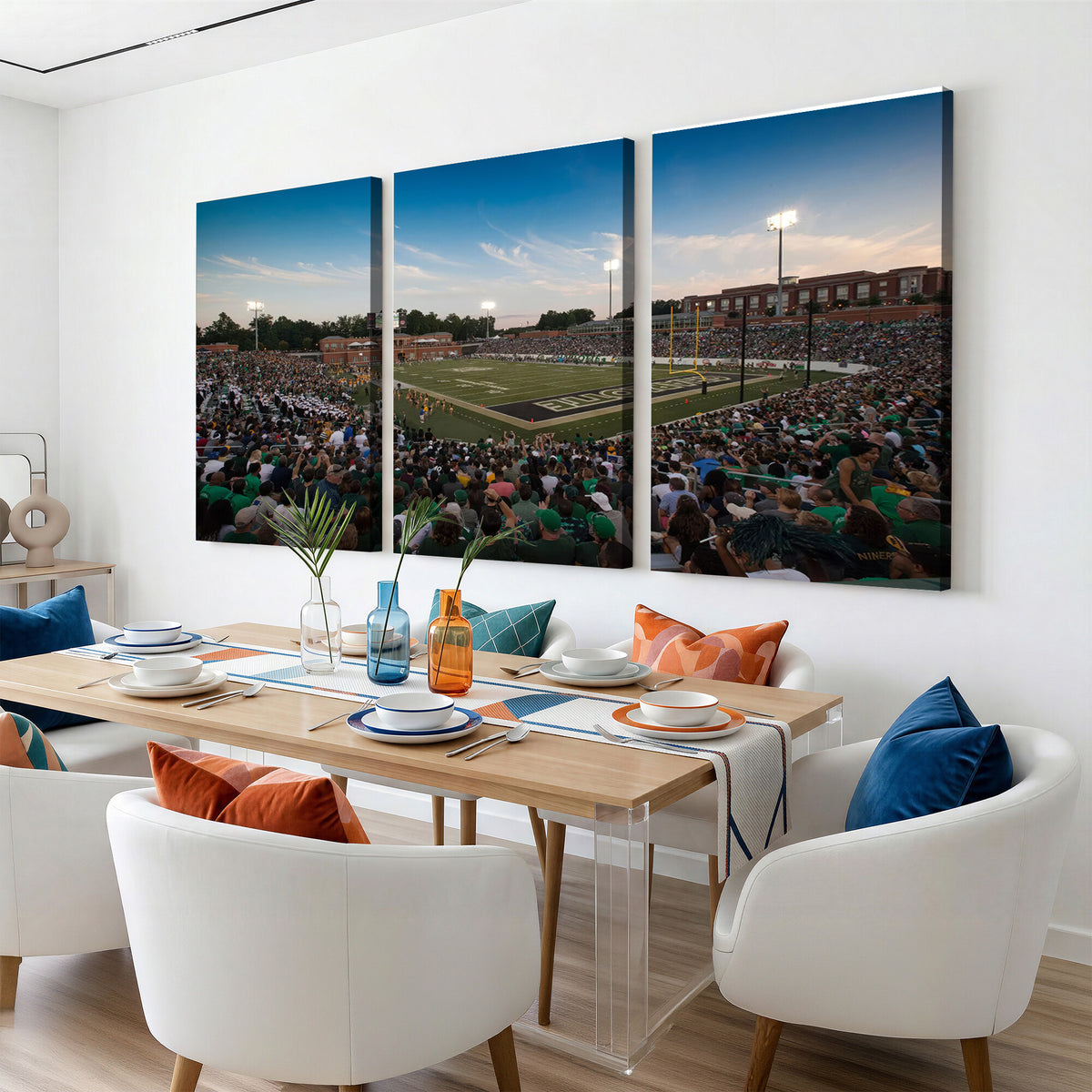 12290-MGV-CV-36X24 - University of Charlotte 49ers Football Team Print - Charlotte Jerry Richardson Stadium Wall Art