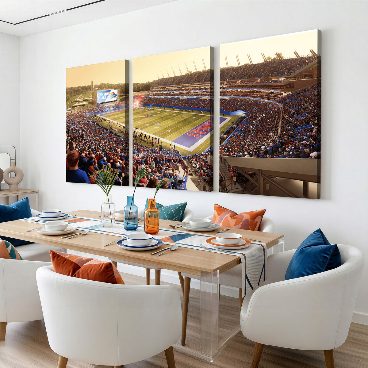 71731-MGV-CV-36X24 - University of Kansas Jayhawks Football Team Print - Lawrence Kansas Memorial Stadium Wall Art Canvas
