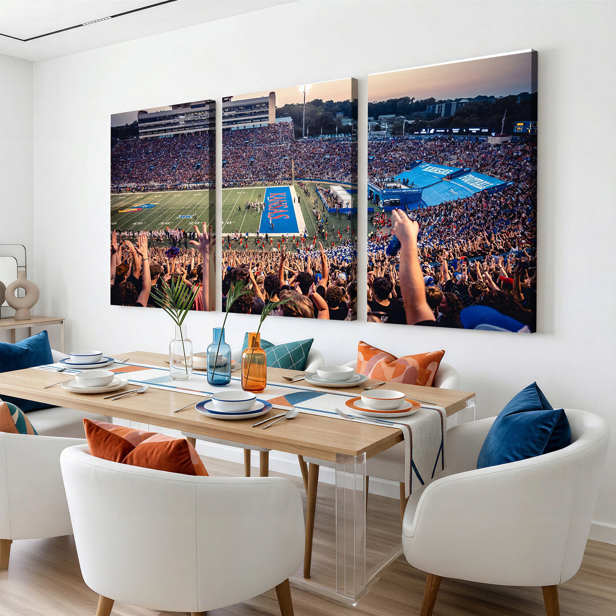 40169-MGV-CV-36X24 - University of Kansas Jayhawks Football Team Art Print - Lawrence Kansas Memorial Stadium Wall Art