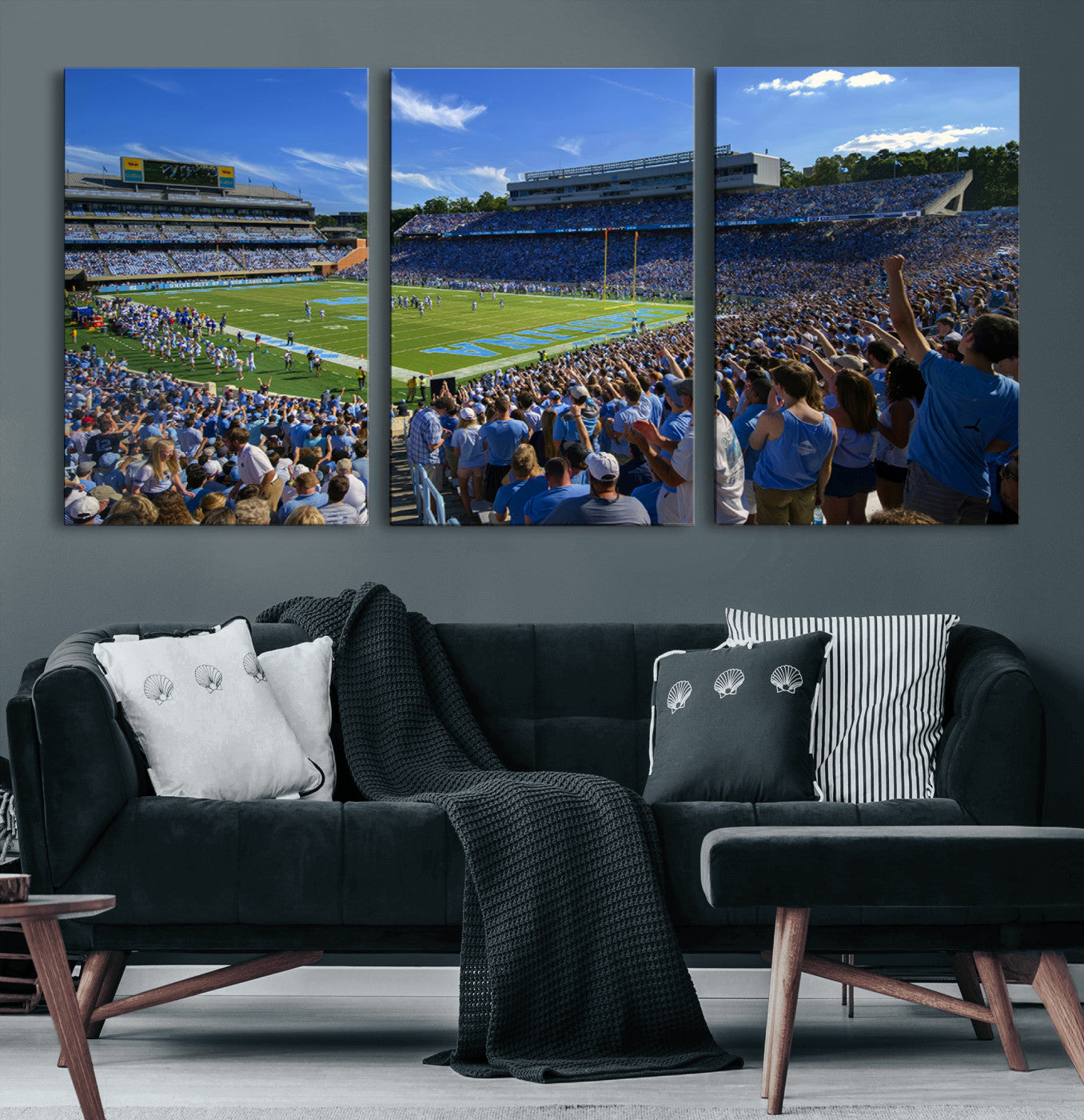 58540-MGV-CV-60X30-3P-University of North Carolina Tar Heels Team Canvas Print - Chapel Hill Kenan Memorial Stadium Wall
