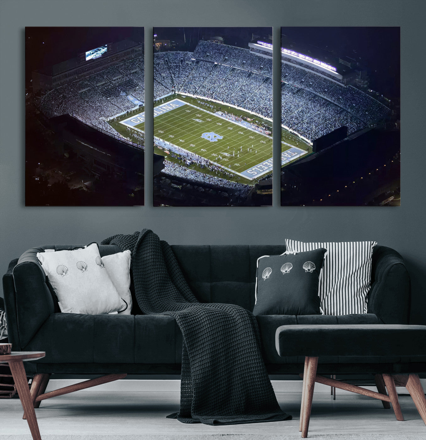 88375-MGV-CV-60X30-3P-University of North Carolina Tar Heels Football Team Print - Chapel Hill Kenan Memorial Stadium