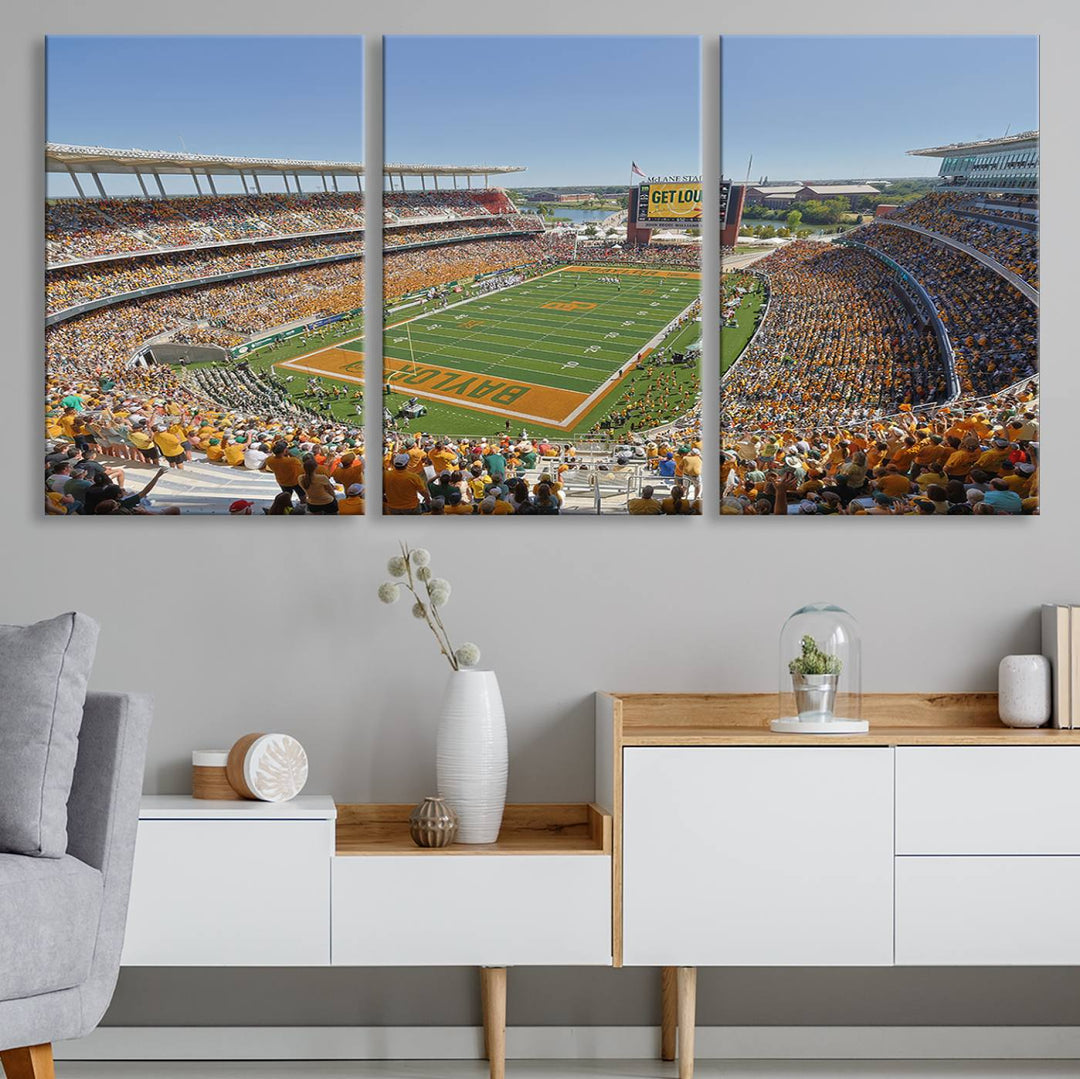 Baylor University Bears Football Team Print - Waco McLane Stadium Wall Art Canvas Print