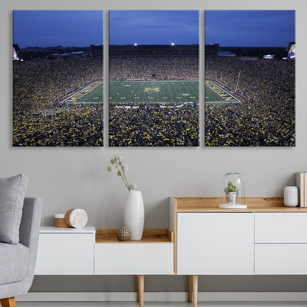 University of Michigan Wolverines Football Team Print - Ann Arbor Michigan Stadium Wall Art Canvas Print