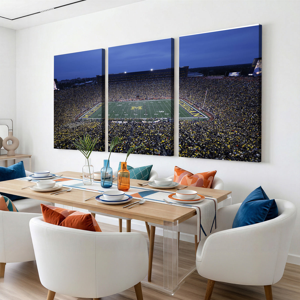 34202-MGV-CV-36X24 - University of Michigan Wolverines Football Team Print - Ann Arbor Michigan Stadium Wall Art Canvas