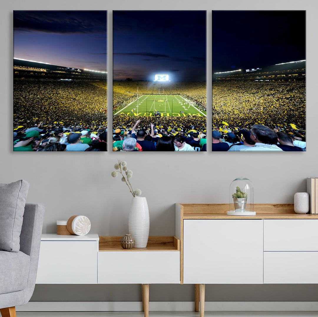 University of Michigan Wolverines Football Team Print - Ann Arbor Michigan Stadium Wall Art Canvas Print