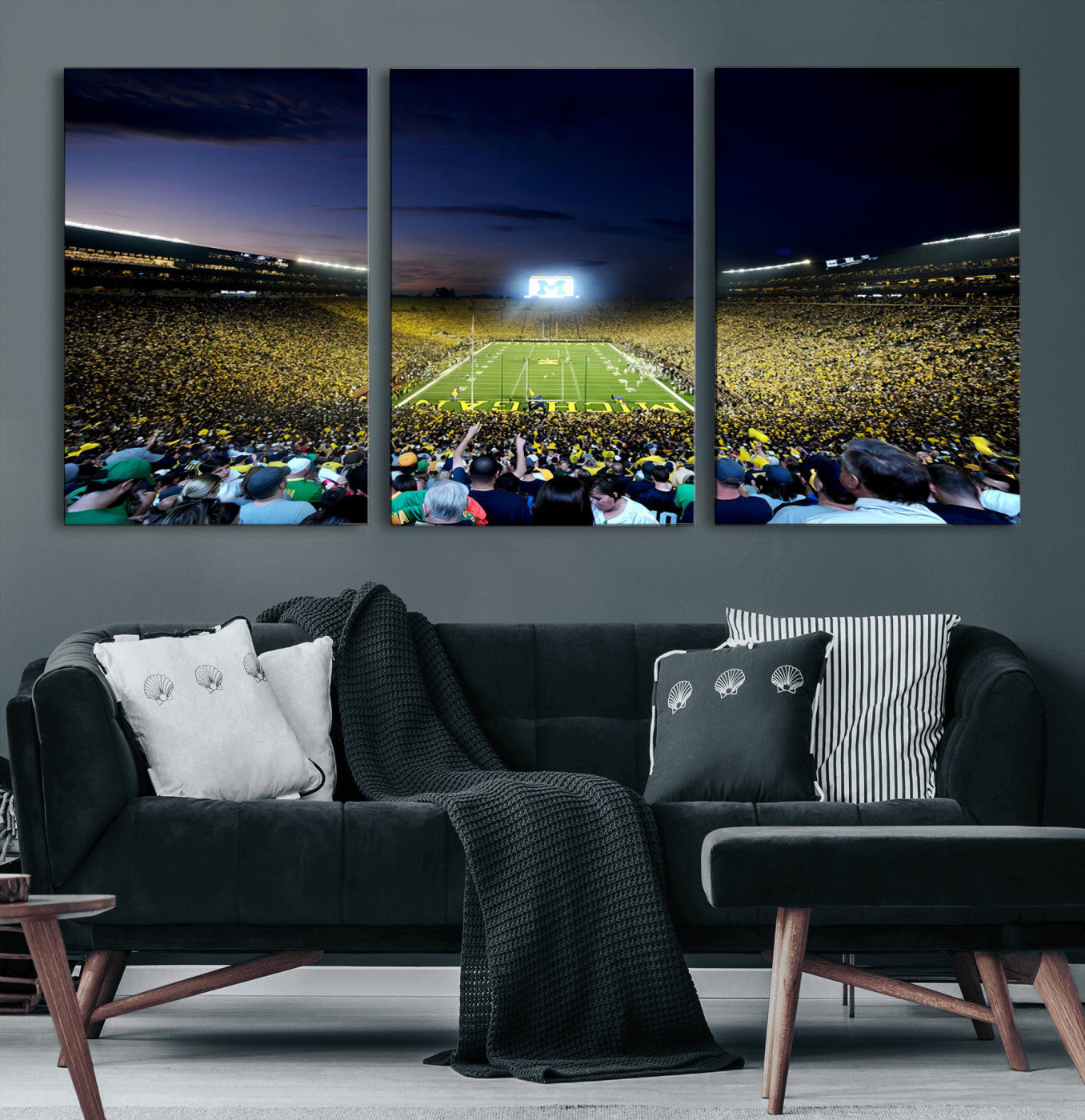 MGV-CV-60X30-3P - University of Michigan Wolverines Football Team Print - Ann Arbor Michigan Stadium Canvas Print