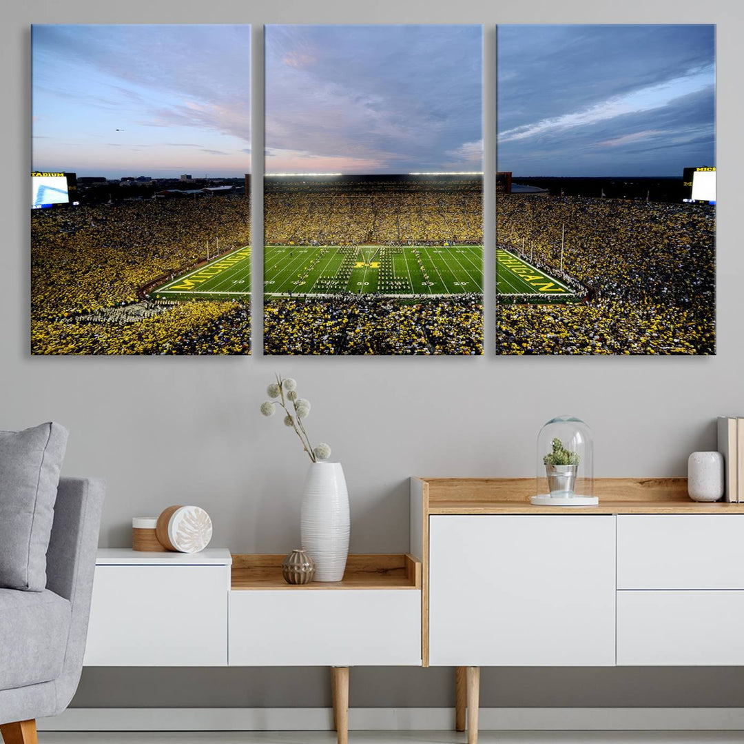 University of Michigan Wolverines Football Team Print - Ann Arbor Michigan Stadium Wall Art Canvas Print