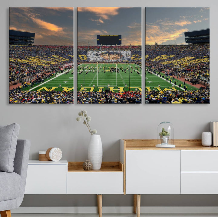 University of Michigan Wolverines Football Team Print - Ann Arbor Michigan Stadium Wall Art Canvas Print