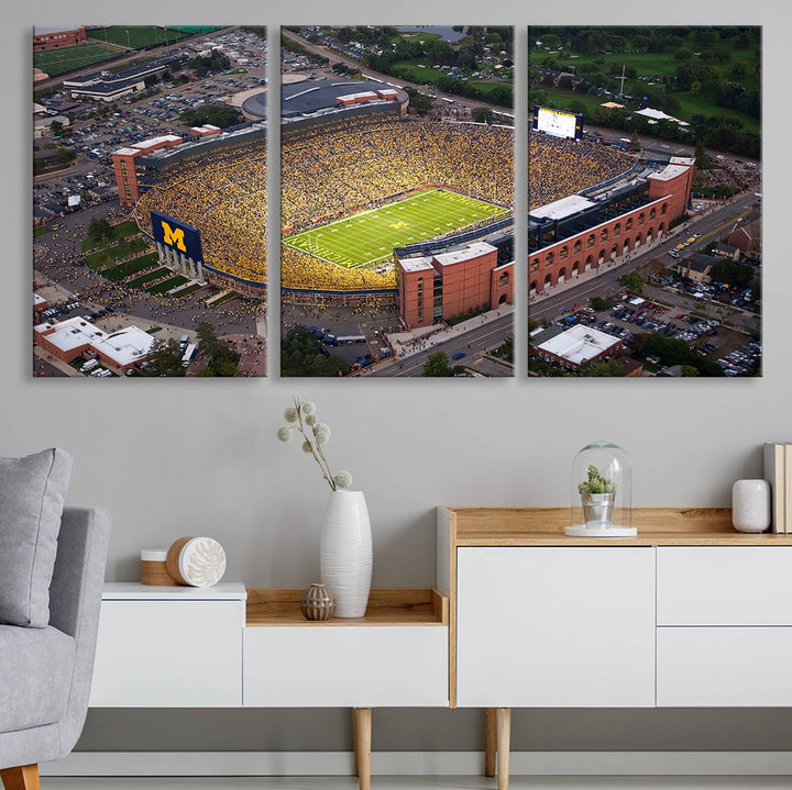 University of Michigan Wolverines Football Team Print - Ann Arbor Michigan Stadium Wall Art Canvas Print