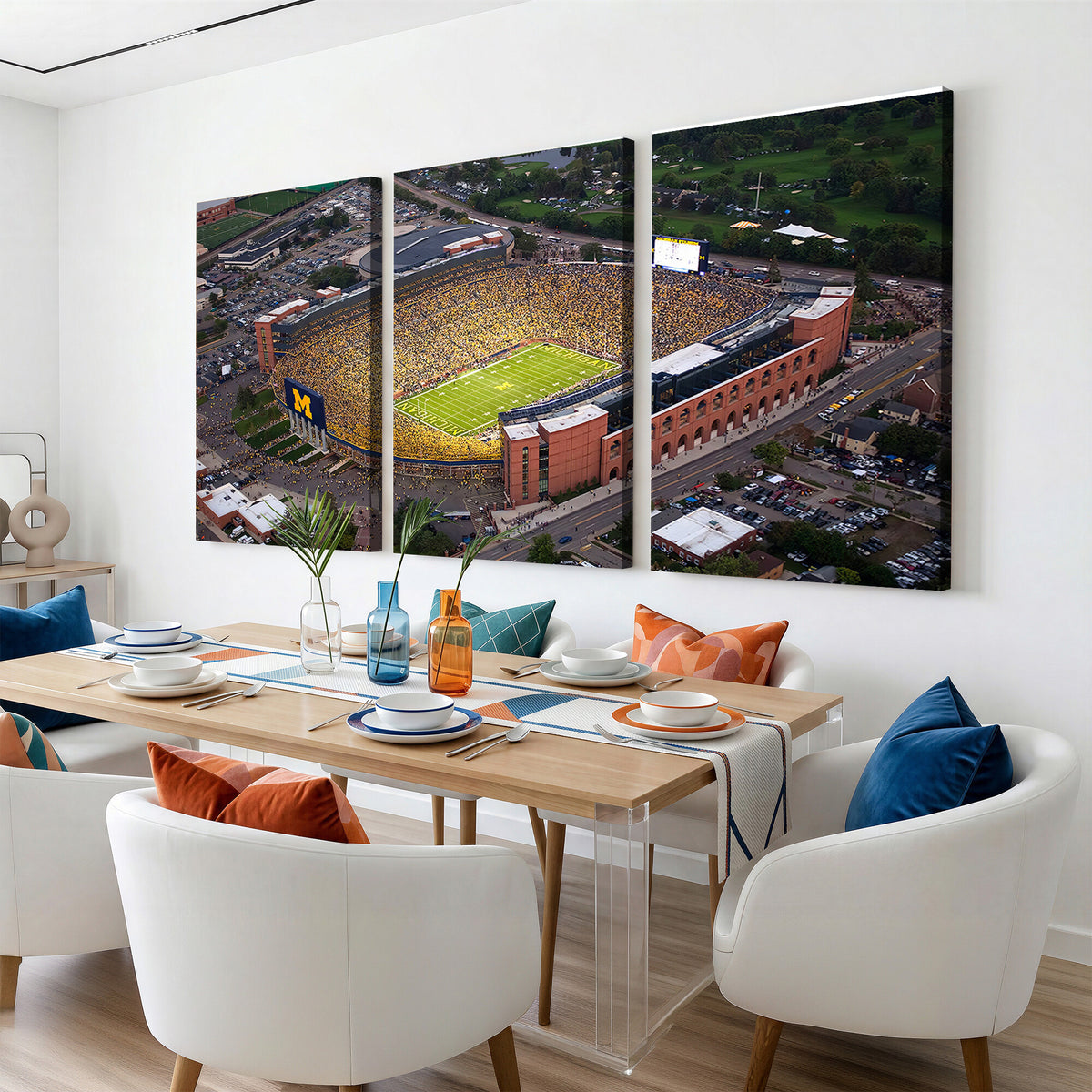 95248-MGV-CV-36X24 - University of Michigan Wolverines Football Team Print - Ann Arbor Michigan Stadium Wall Art Canvas