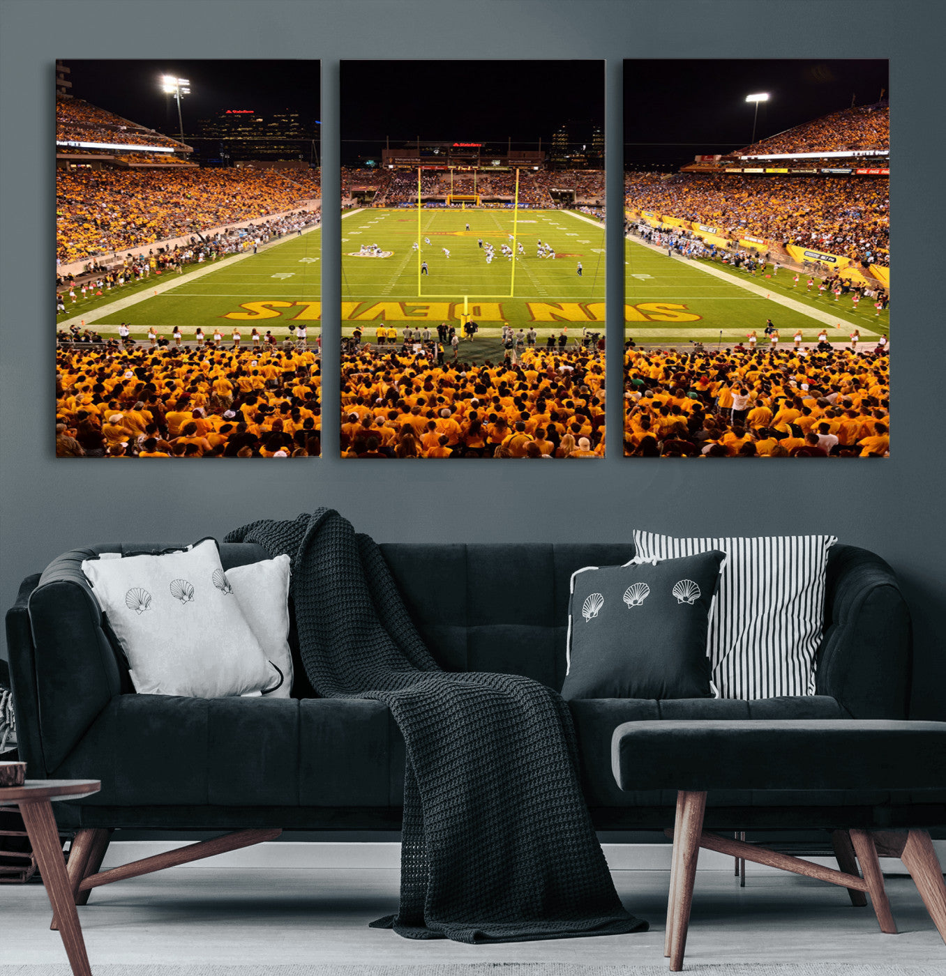 MGV-CV-60X30-3P - ASU Sun Devils Football Team Print - Phoenix Mountain America Stadium Wall Art Canvas Print