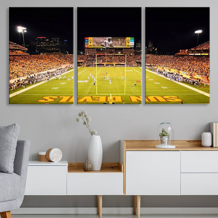 ASU Sun Devils Football Team Print - Phoenix Mountain America Stadium Wall Art Canvas Print