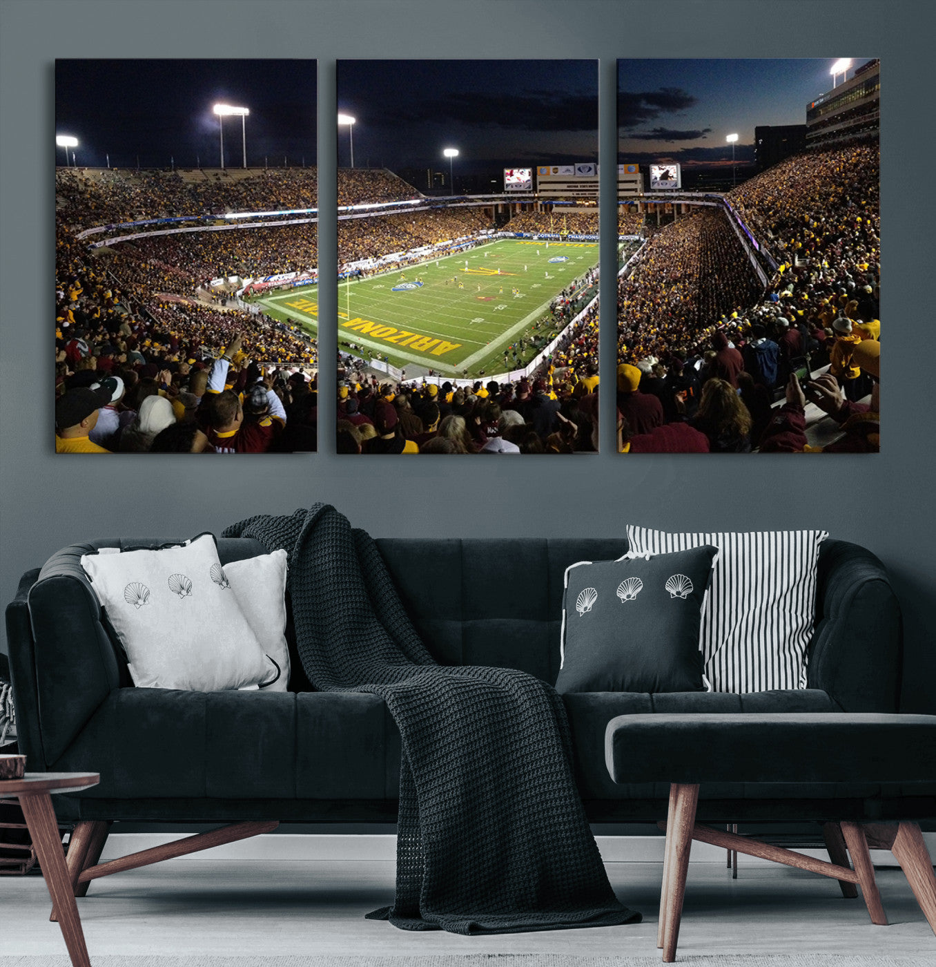 75716-MGV-CV-60X30-3P-ASU Sun Devils Football Team Print Canvas - Phoenix Mountain America Stadium Wall Art Canvas Print