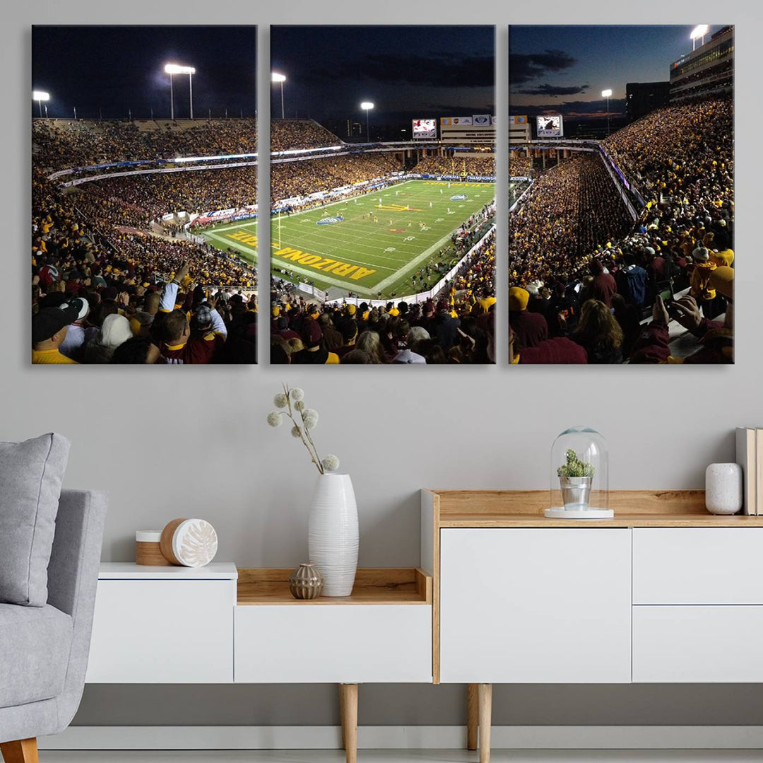 ASU Sun Devils Football Team Print - Phoenix Mountain America Stadium Wall Art Canvas Print