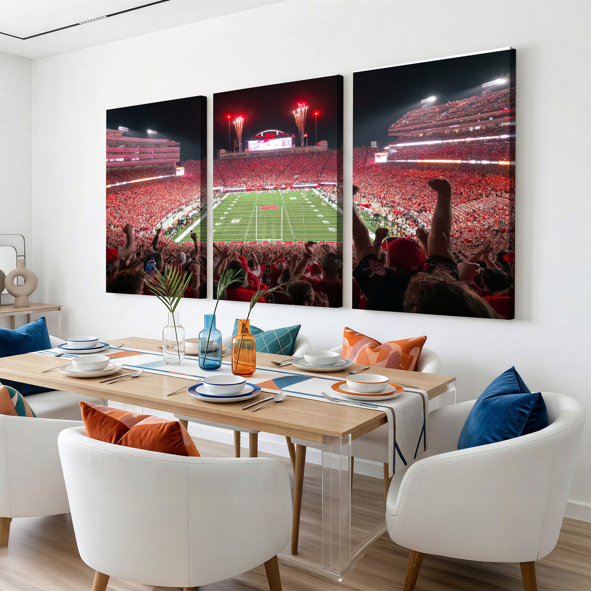 43351-MGV-CV-36X24 - University of Nebraska Cornhuskers Football Team Print - Lincoln Memorial Stadium Wall Art Canvas