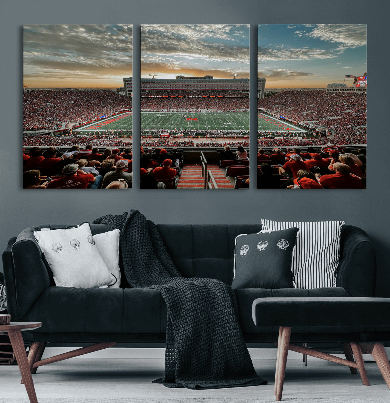 MGV-CV-60X30-3P - University of Nebraska Cornhuskers Football Team Print - Lincoln Memorial Stadium Art Canvas Print