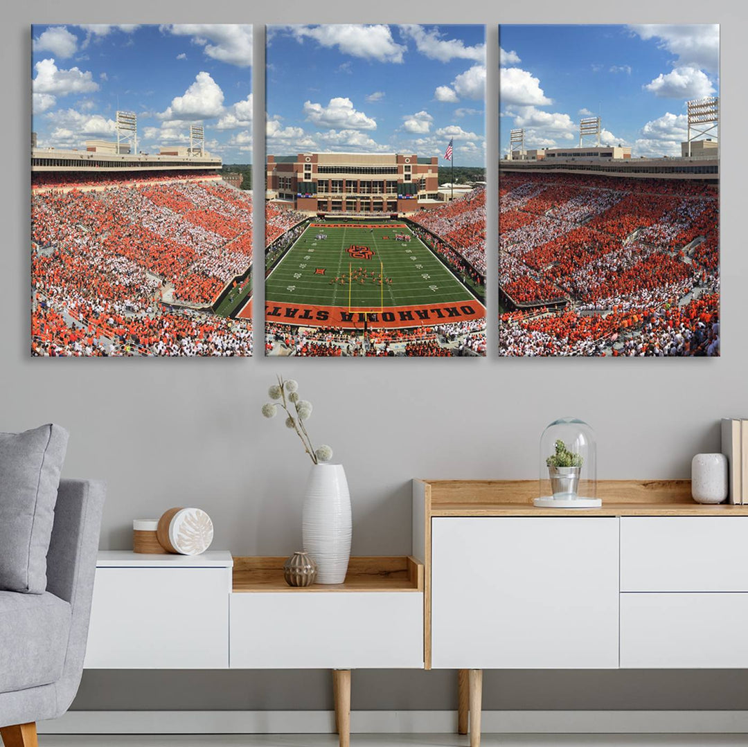 Oklahoma State Cowboys Football Team Print - Stillwater Boone Pickens Stadium Wall Art Canvas Print