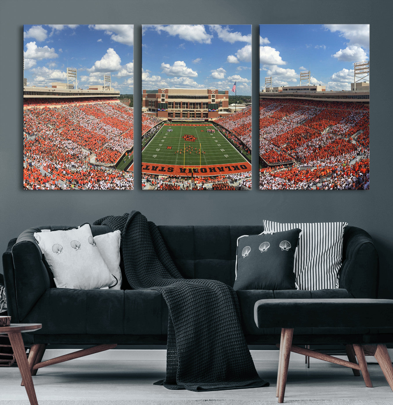 MGV-CV-60X30-3P - Oklahoma State Cowboys Football Team Print - Stillwater Boone Pickens Stadium Wall Art Canvas Print