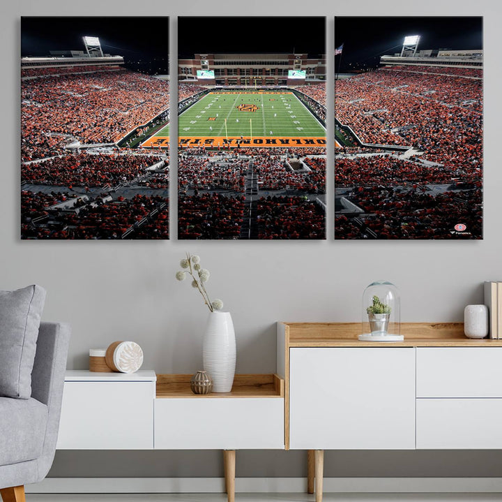 Oklahoma State Cowboys Football Team Print - Stillwater Boone Pickens Stadium Wall Art Canvas Print