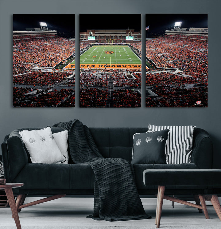 Oklahoma State Cowboys Football Team Print - Stillwater Boone Pickens Stadium Wall Art Canvas Print