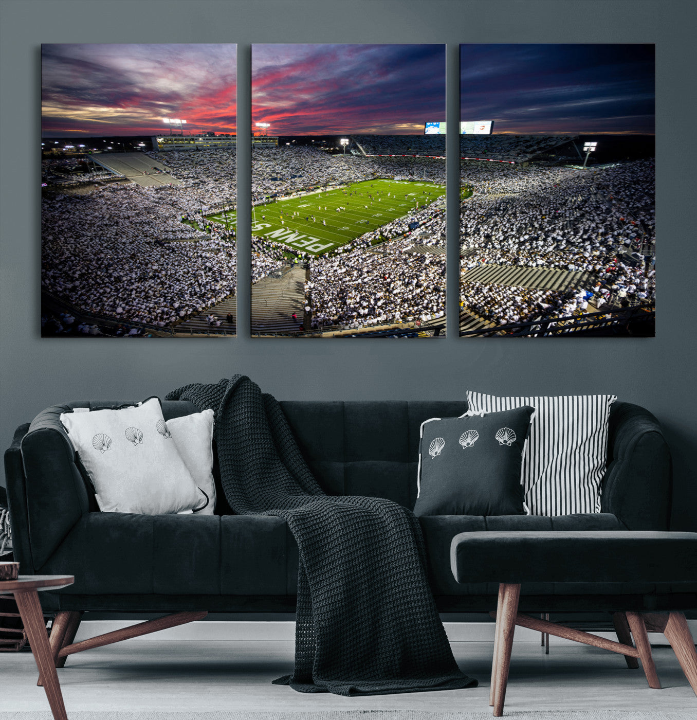 37304-MGV-CV-60X30-3P-Penn State Nittany Lions Football Team Print - University Park Beaver Stadium Art Canvas Print