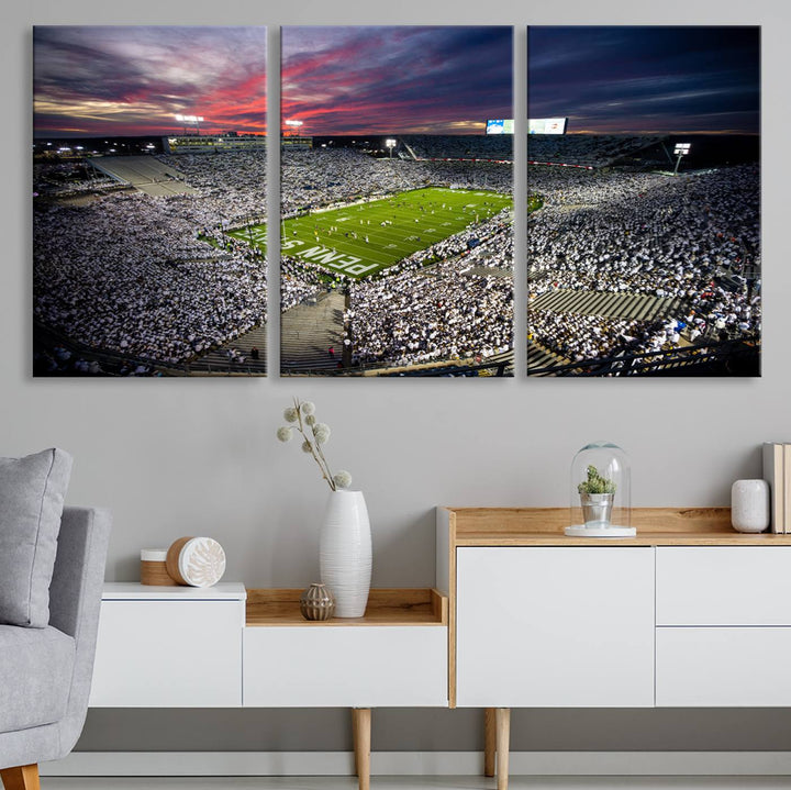 Penn State Nittany Lions Football Team Print - University Park Beaver Stadium Wall Art Canvas Print