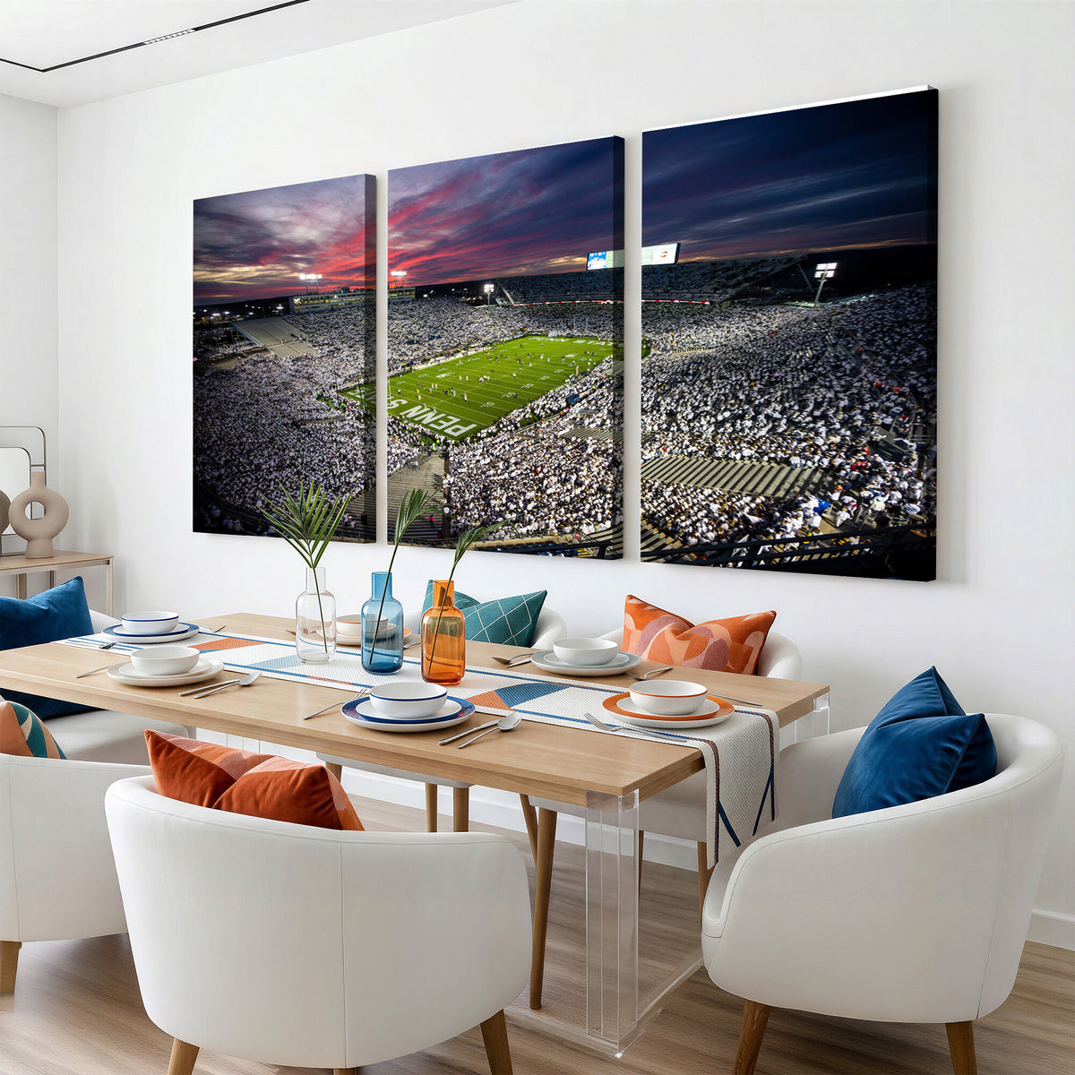 37304-MGV-CV-36X24 - Penn State Nittany Lions Football Team Print - University Park Beaver Stadium Art Canvas Print