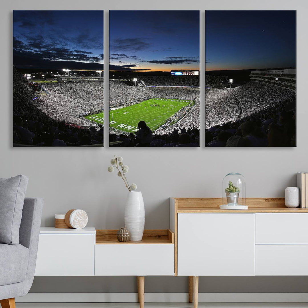 Penn State Nittany Lions Football Team Print - University Park Beaver Stadium Wall Art Canvas Print