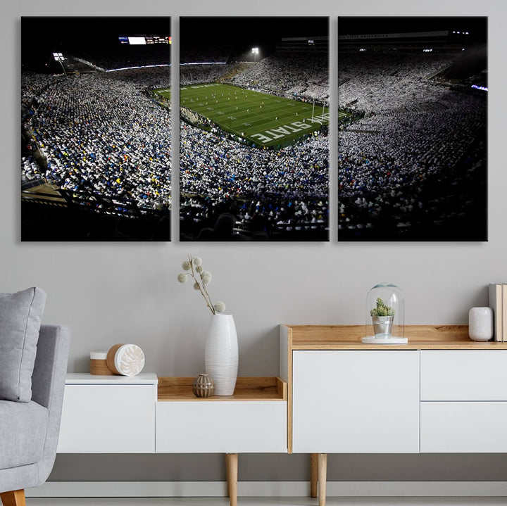 Penn State Nittany Lions Football Team Print - University Park Beaver Stadium Wall Art Canvas Print