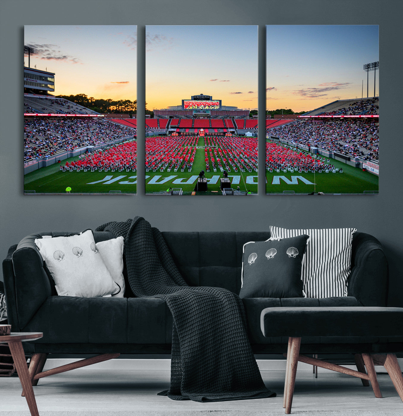 35266-MGV-CV-60X30-3P-NC State Wolfpack Football Team Print Wall Art - Raleigh Carter-Finley Stadium Wall Art Canvas Print