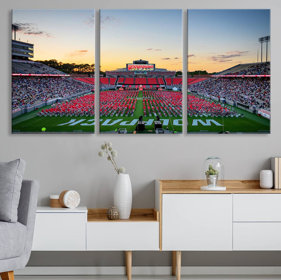 NC State Wolfpack Football Team Print - Raleigh Carter-Finley Stadium Wall Art Canvas Print